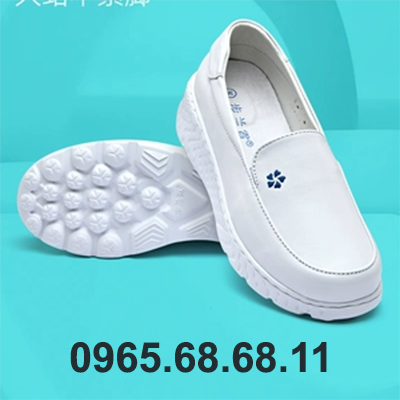 Giày y tá da trắng chính hãng mới của Bulanni dành cho nữ, đế mềm, thoáng khí, không mệt mỏi, chống mùi, đế phẳng, giày y tế thoải mái