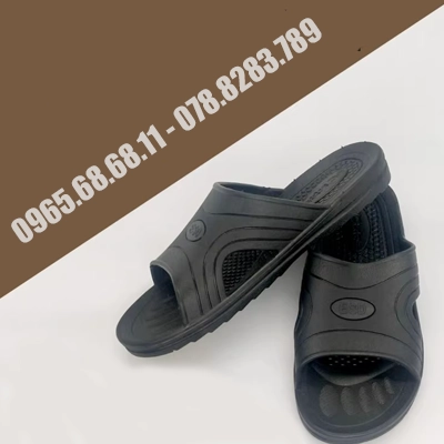 Dép chống tĩnh điện SPU đáy hai lỗ không bụi màu đen chống trượt giày làm việc mềm mại và thoải mái ESD cùng kiểu cho nam và nữ dép phòng sạch