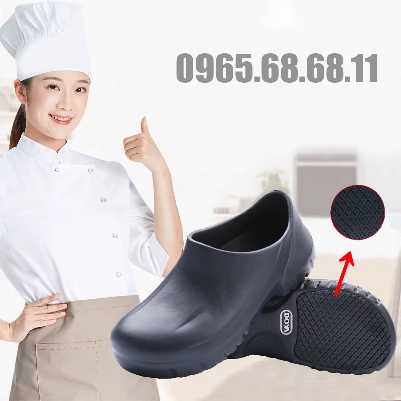 Giày làm việc nhà bếp đặc biệt dành cho nam và nữ giày đầu bếp chống trượt và chống dầu cỡ lớn 42 giày phục vụ nhà bếp khách sạn giày chống thấm nước màu đen giày làm bếp
