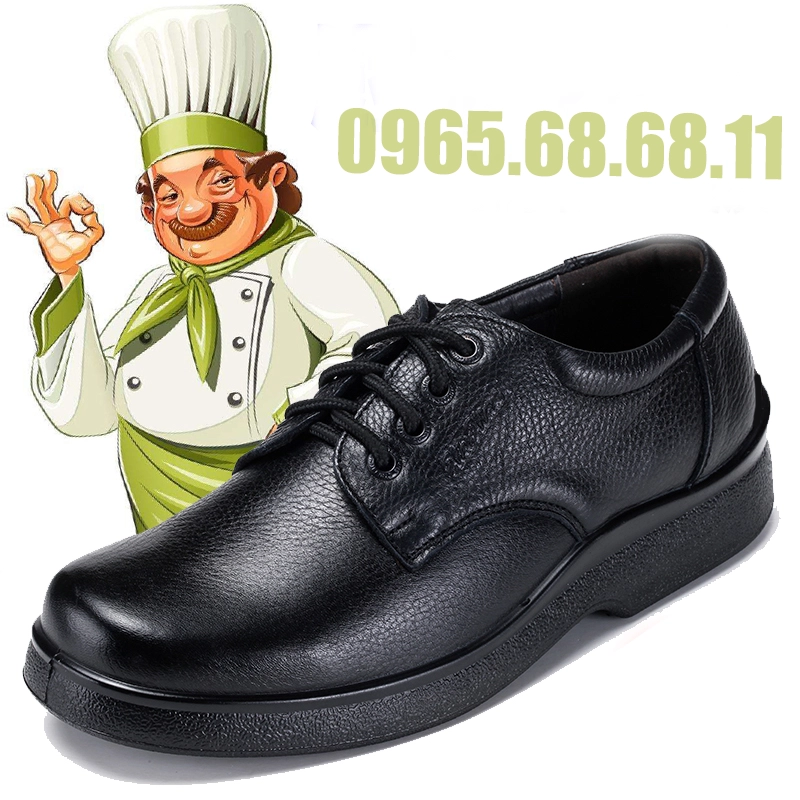 Giày đầu bếp nam chống trơn trượt chống thấm dầu chống mài mòn nhà bếp bằng da buộc dây an toàn cho khách sạn giày làm việc đặc biệt Zhuangyan giày bếp chống trượt