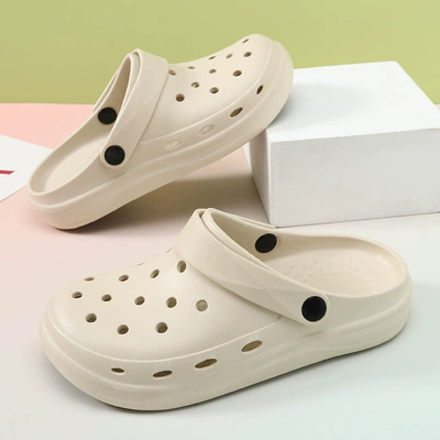 Croc Giày Nữ 2023 Mùa Hè Mới Áo Khoác Ngoài Đế Dày Giày Sandal Thời Trang Đi Biển Nam Nửa Dép dép buộc dây đi biển