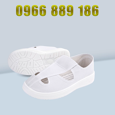 Giày tĩnh điện trắng 4 lỗ đế mềm thiết kế năng động thoải mái, Giày dép phòng sạch chống tĩnh điện